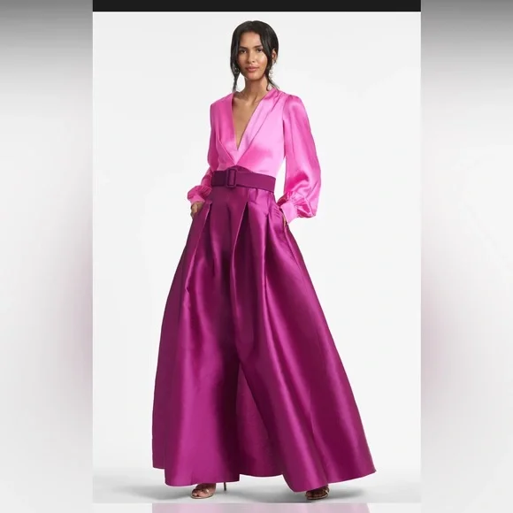 The Zoe gown by Sachin and Babi - Magenta & pink generously size 8- missing belt